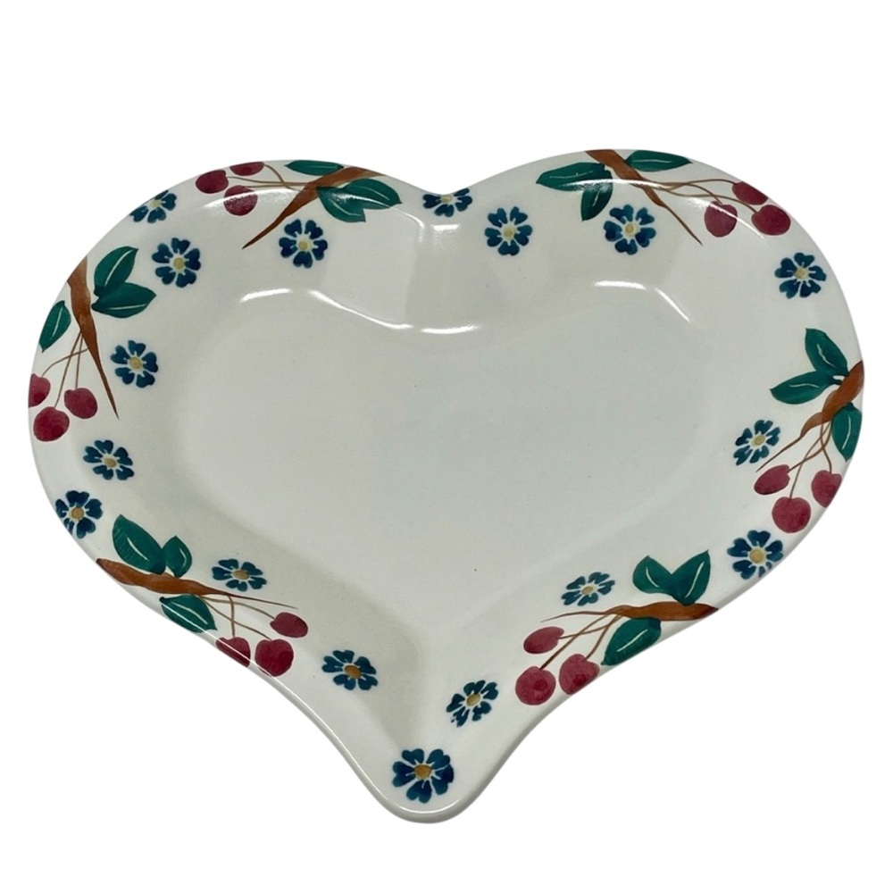 Chaparral Pottery Heart Shaped Serving Dish Cherrywood Pattern Floral VTG